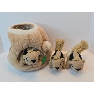 Outward Hound Hide A Squirrel Plush Dog Puzzle Toy 3 Squeaky Squirrels Tan Brown